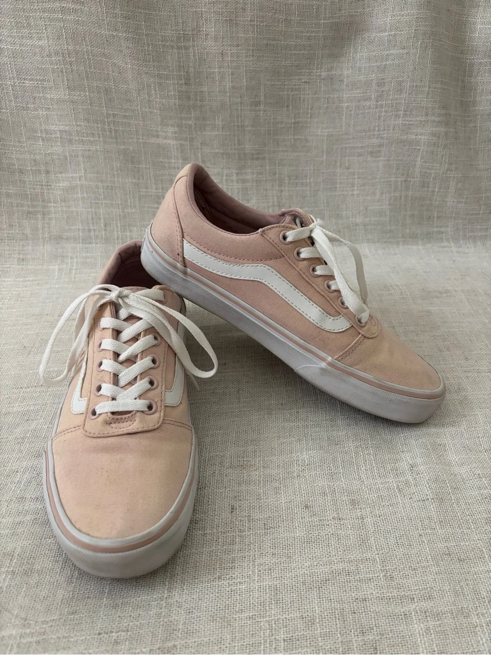 Vans Old Skool Low Top Canvas Sneakers Pink White 9